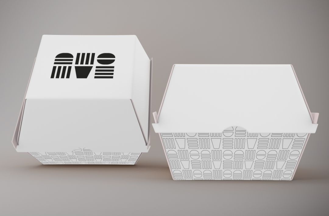 hamburgebox tryck smartförpackning vit med svart tryck